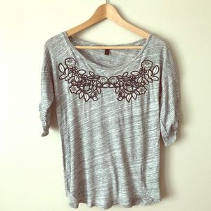 J. Crew Lightweight Embroidered 3/4 Tee